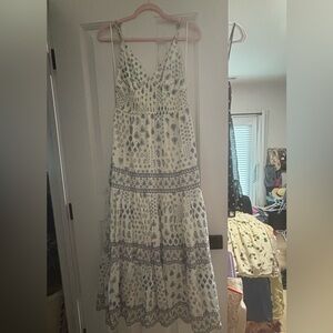 Bila White and Blue Bohemian Maxi Dress